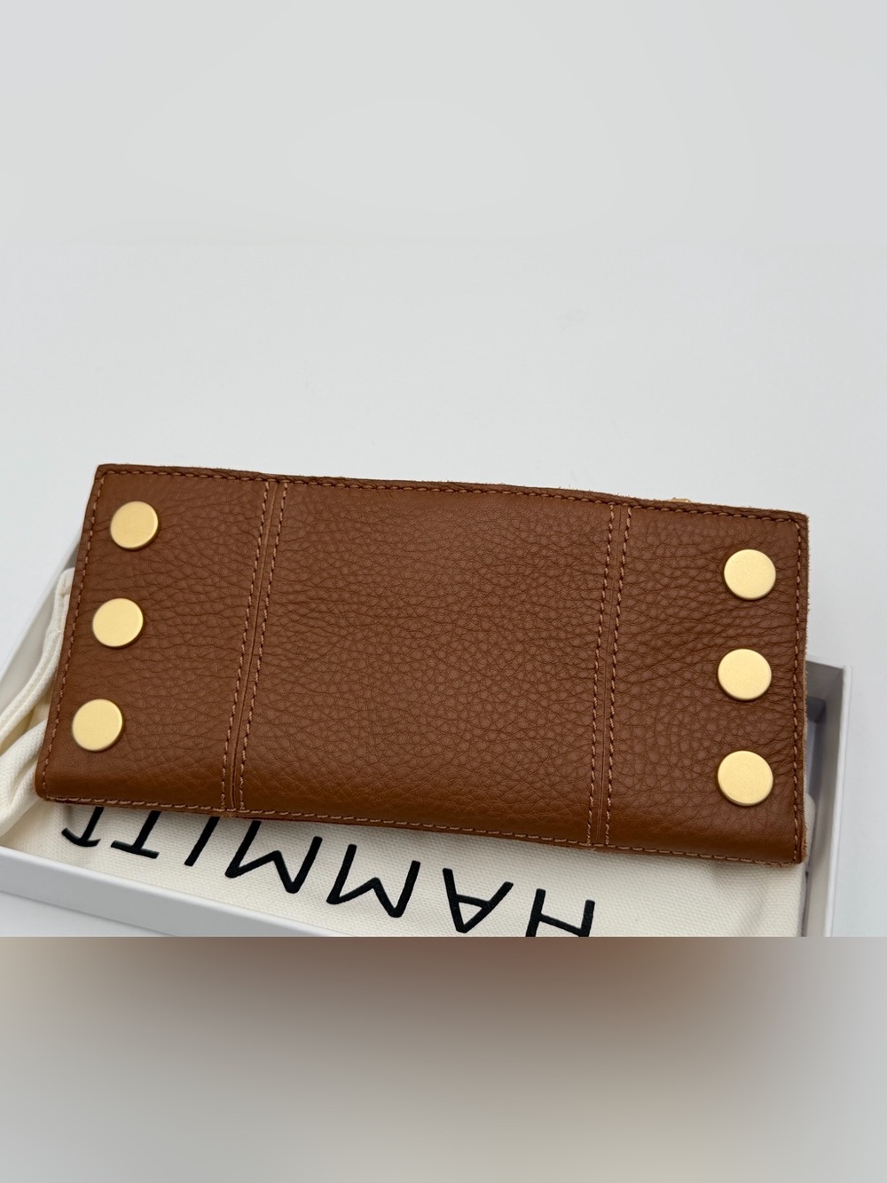 Hammitt 110 North Mahogany Pebble/Brushed Gold Red Zip - Picture 5 of 8